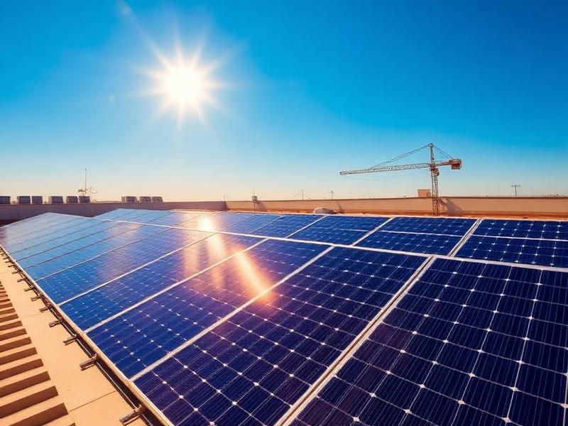 Professional solar panel cleaning service - technician cleaning residential solar panels with specialized water-fed equipment